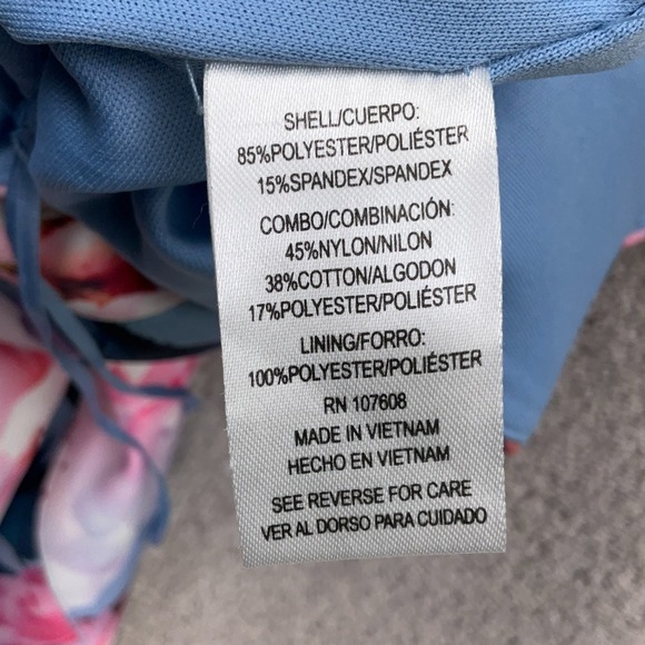 Nicole Miller‎ Dress Women 14 Blue Pink Floral Rose Art Lace Sheath Party Spring - Picture 7 of 13